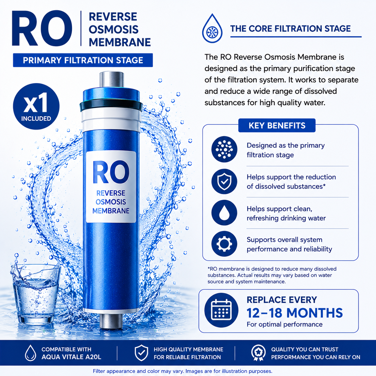 Replacement filters A20 Aqua Vitale Set for 12 months